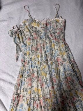 Trixxi Pastel Floral Tiered Spaghetti-Strap Sundress - Cream, Pink, Blue, Yellow